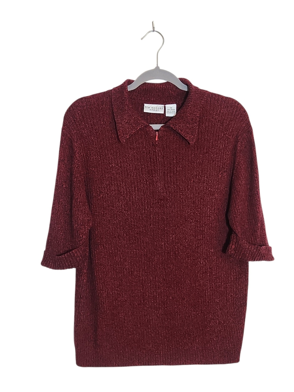 Kim Rogers Red Short Sleeve Polo Sweater Size 1X